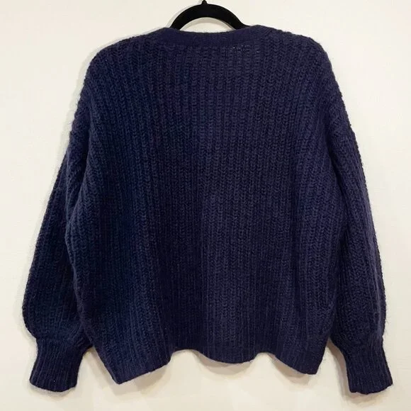 EUC Sezane Achille Mohair Wool Blend Oversized Cardigan Navy Blue XS - Picture 4 of 9